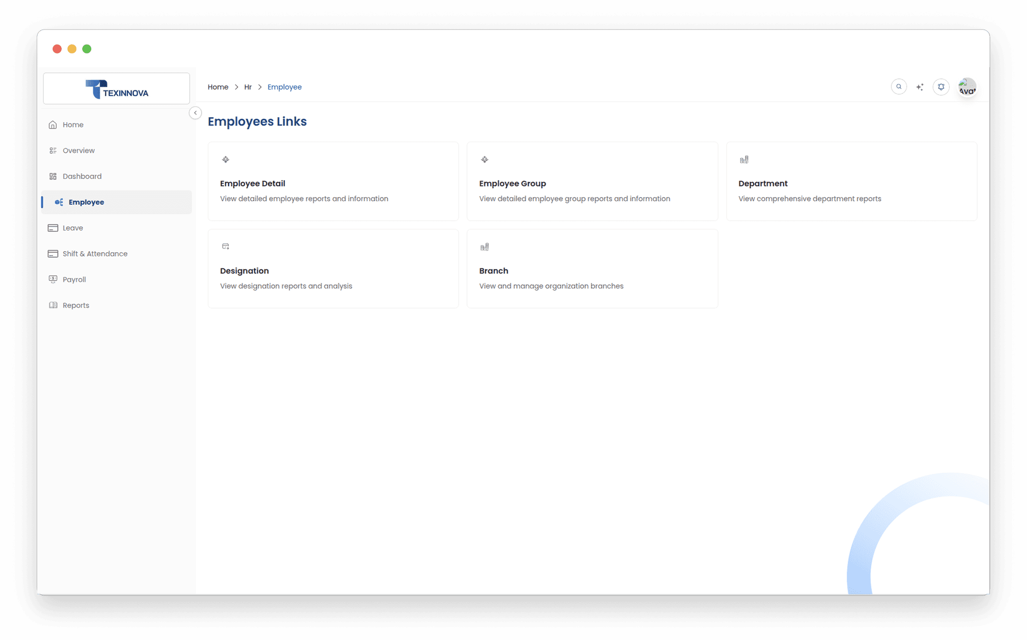 Employee management interface showing employee directory