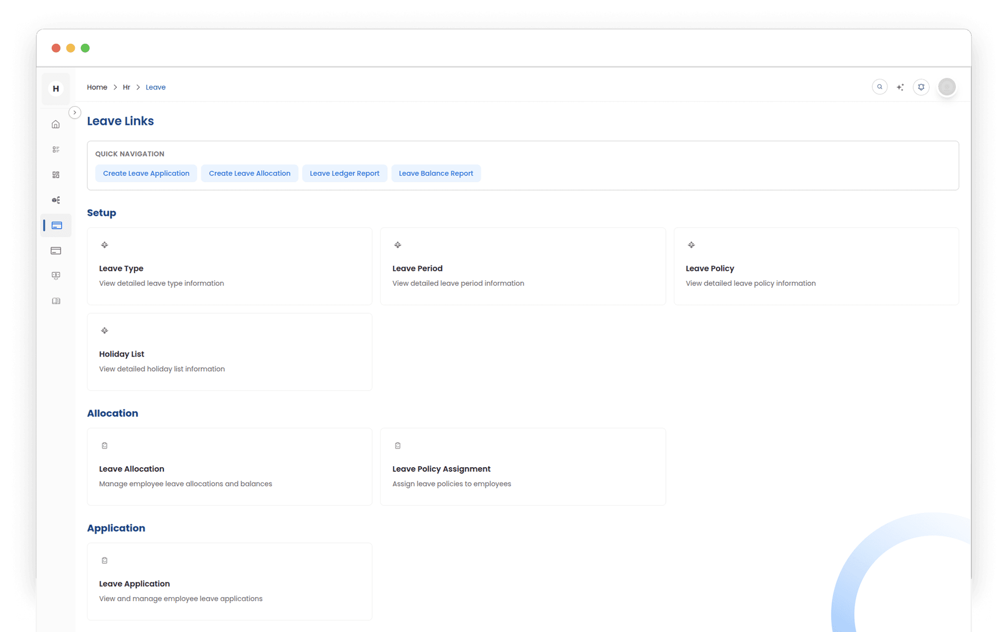 Leave management dashboard showing leave calendar and balances