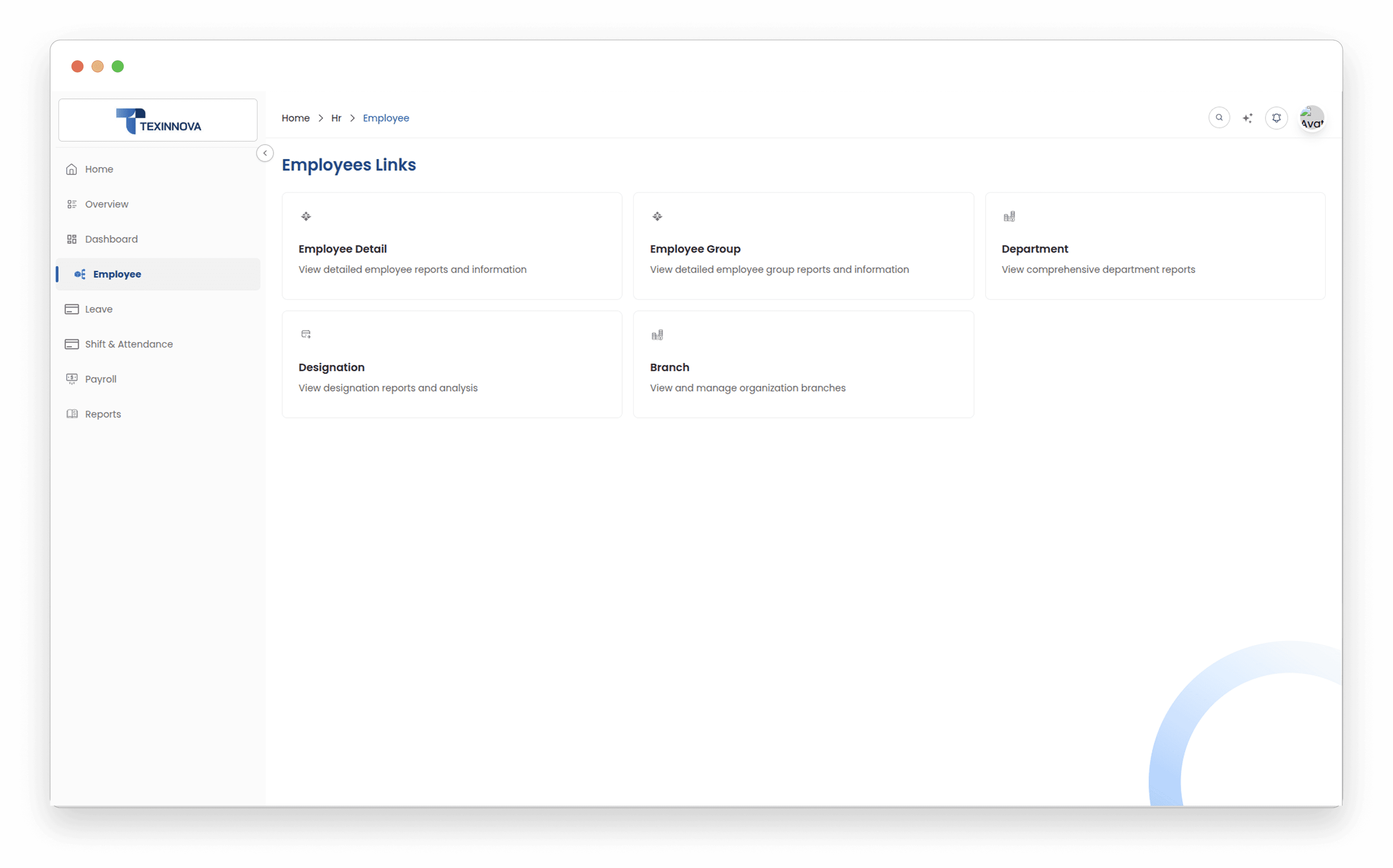 Employee management interface showing employee directory